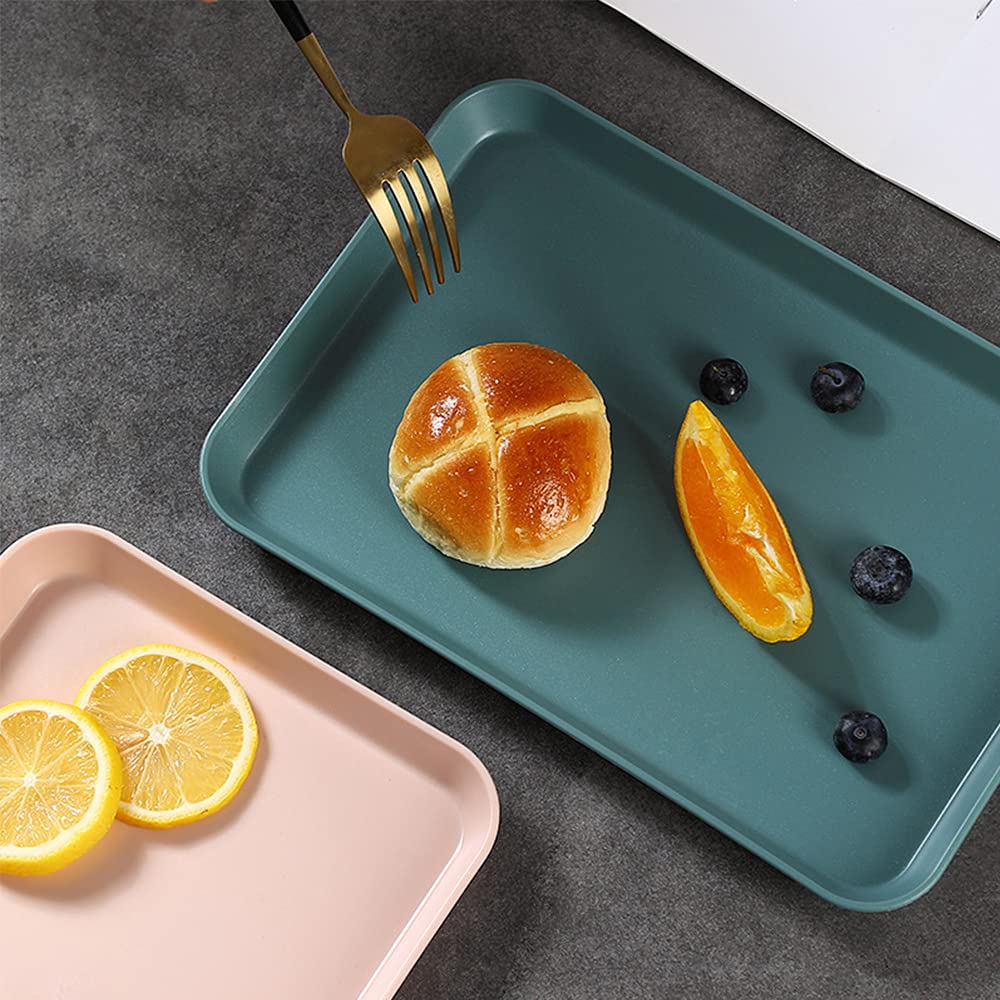 3 Pezzi Vassoio Plastica, Vassoio Rettangolare, Vassoios Plastica Rettangolare, Vassoios Plasticas Rettangolares Grande, Vassoi da Portata, Vassoi Riutilizzabile, per Tavolo, Cucina (Verde)