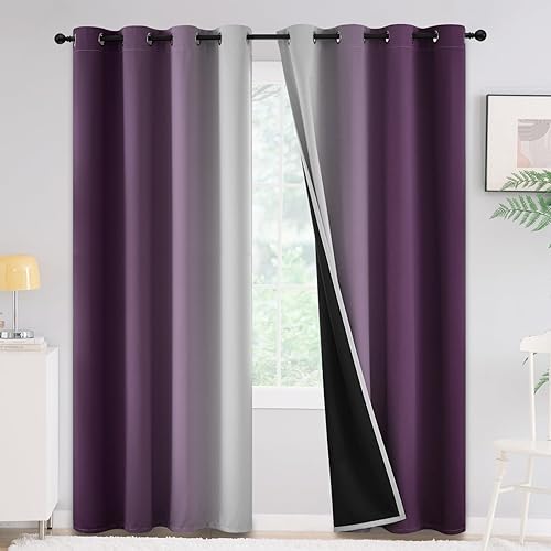 Miniatura 33 de Yakamok - Cortinas opacas 100% de 84 pulgadas de largo, cortinas azules para oscurecer la habitación, cortinas ombré para dormitorio, con ojales,