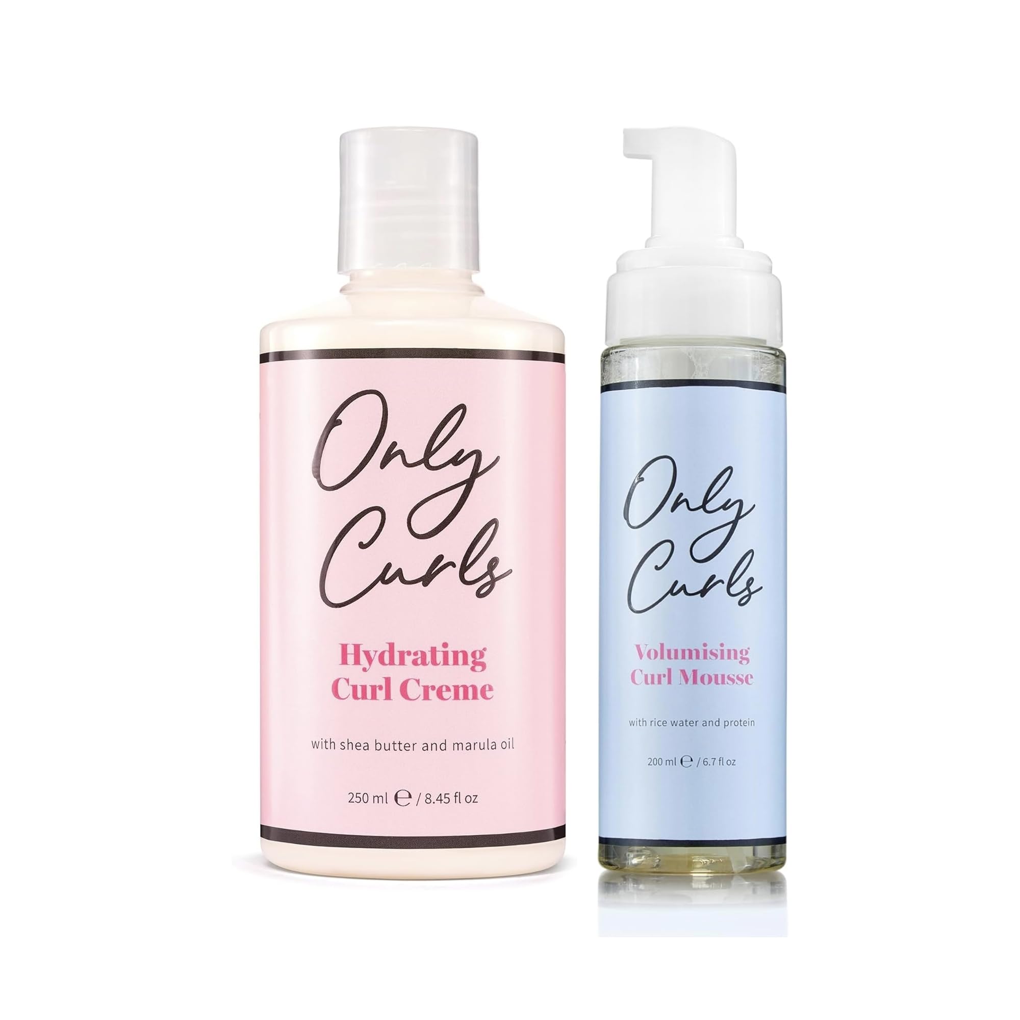 Only Curls Hydrating Curl Crème & Curl Mousse Bundle, Lightweight Curly Hair Products, Leave-in Styling Cream & Curl Mousse