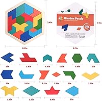 Vista 7 de Vanmor Bloques geométricos de madera de rompecabezas Tangram – Rompecabezas de lógica 3D IQ Brain Teaser Juguete educativo Montessori STEM, juego