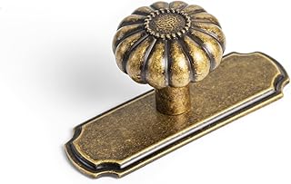 Set of 6 - Elegant Vintage Bloom Antique Brass Cabinet Knobs with Backpl...