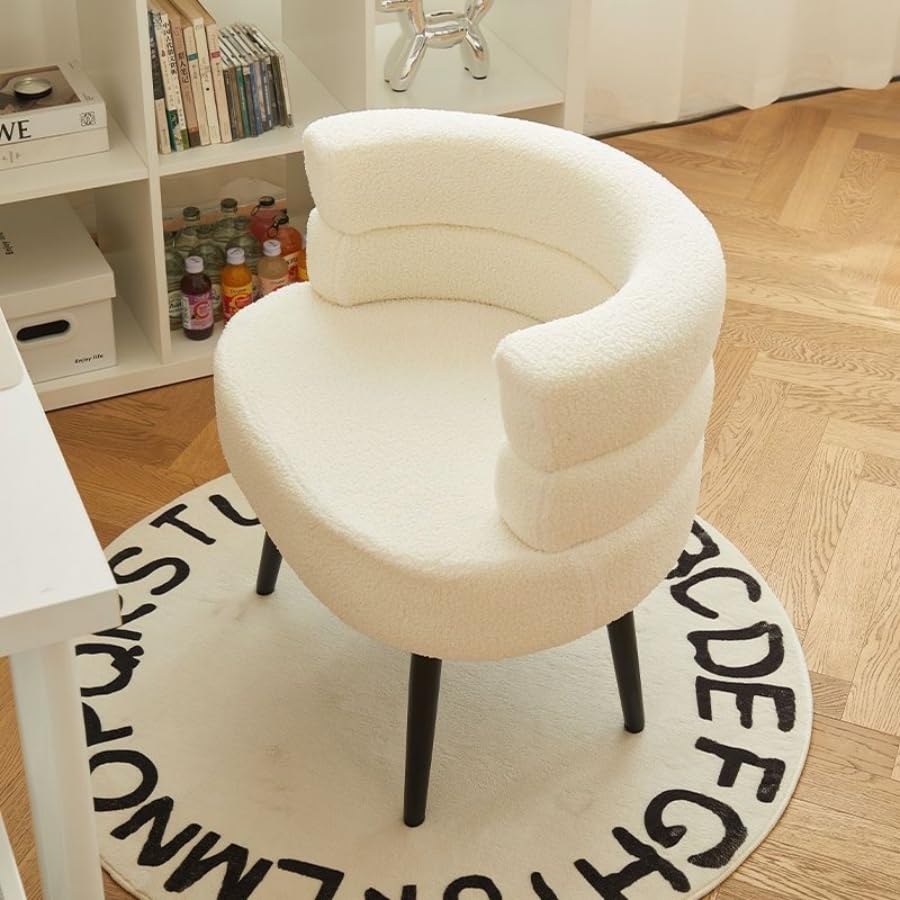 Fluffy Vanity Chair,Vanity Stool with Back,Modern Accent Chairs with Cozy Soft Padded,Comfy Chair,Chairs for Bedroom/Living Room/Dressing Room/Home Office