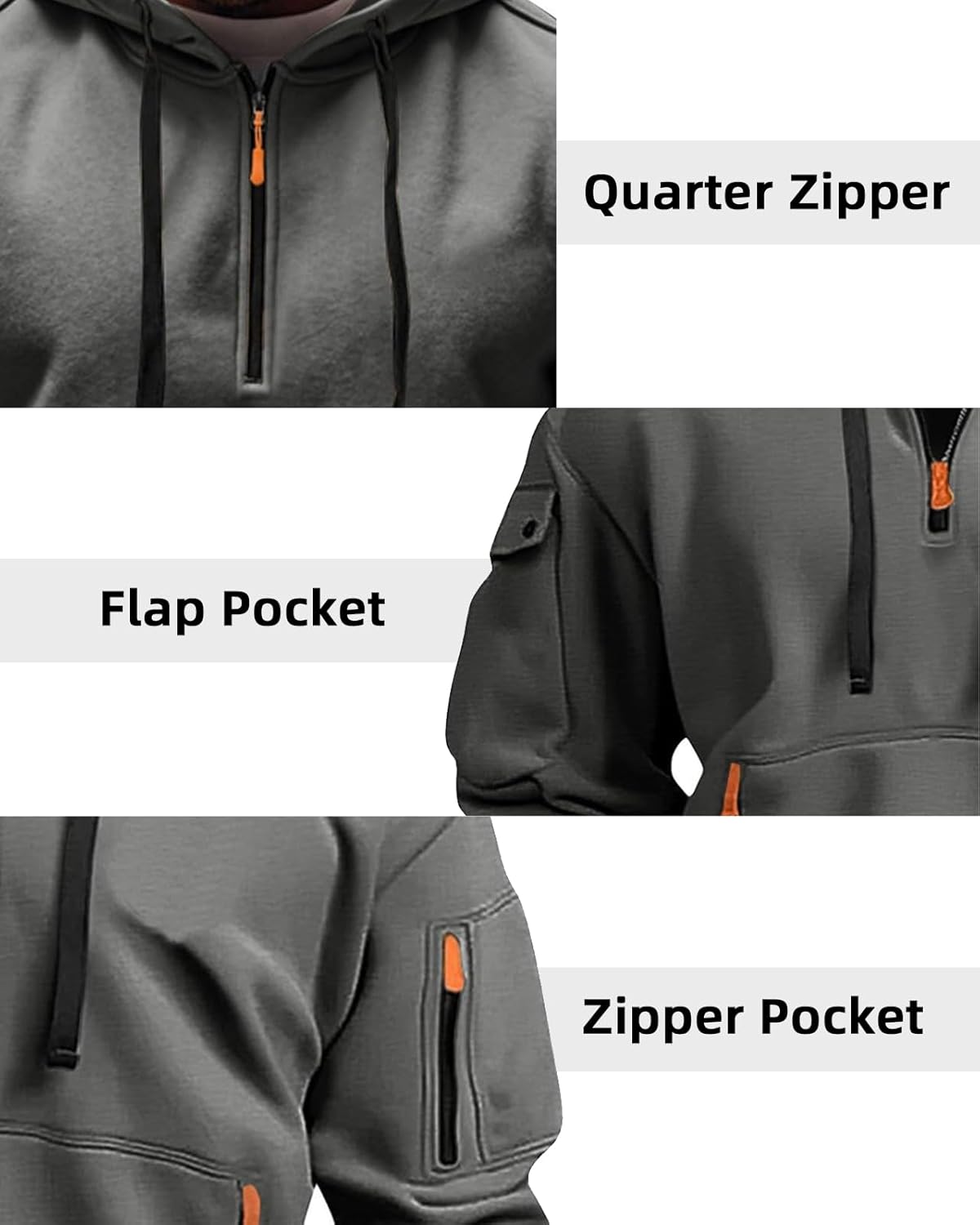 Tactical Hoodies For Men Quater Zip Up Pullover Sweatshirt Casual Workout Mens Hoodies with Pockets - Image 5