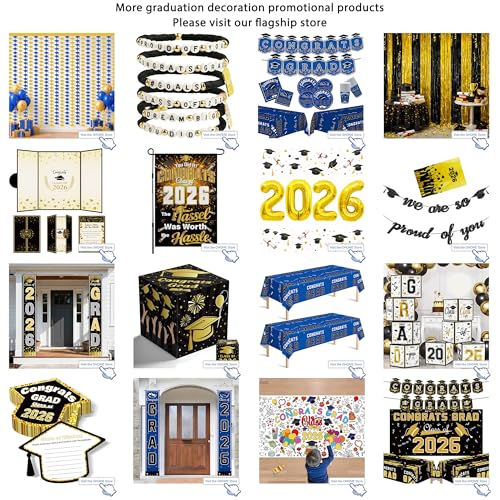 Image of OHOME Graduation Decorations 2026 2027- 𝐒𝐇𝐎𝐏 𝐀𝐋𝐋 𝐆𝐑𝐀𝐃 𝐃𝐄𝐂𝐎𝐑 →𝟕𝟎% 𝐎𝐅𝐅 Disposable Plastic Black and Gold Tablecloth for Class of 2026 Decorations Party Favors Banner,54 inch X 108 inch,2Pcs