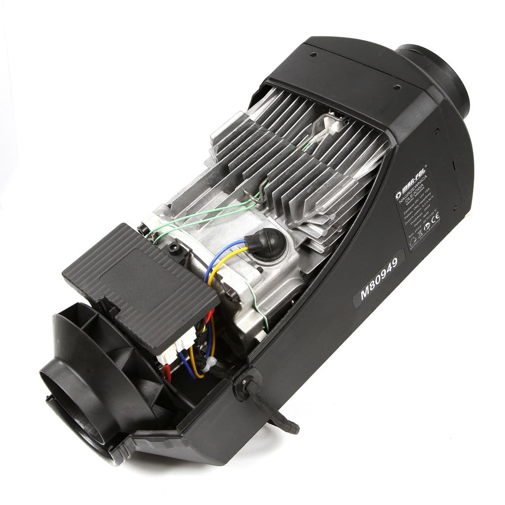 IMJ-Global Riscaldatore d’Aria Stufa Portatile | a Diesel Gasolio | 12V/230V | Potenza 8 kW | 15x39x18 cm | con Telecomando | per Roulotte Auto Garage Magazzini Abitazioni