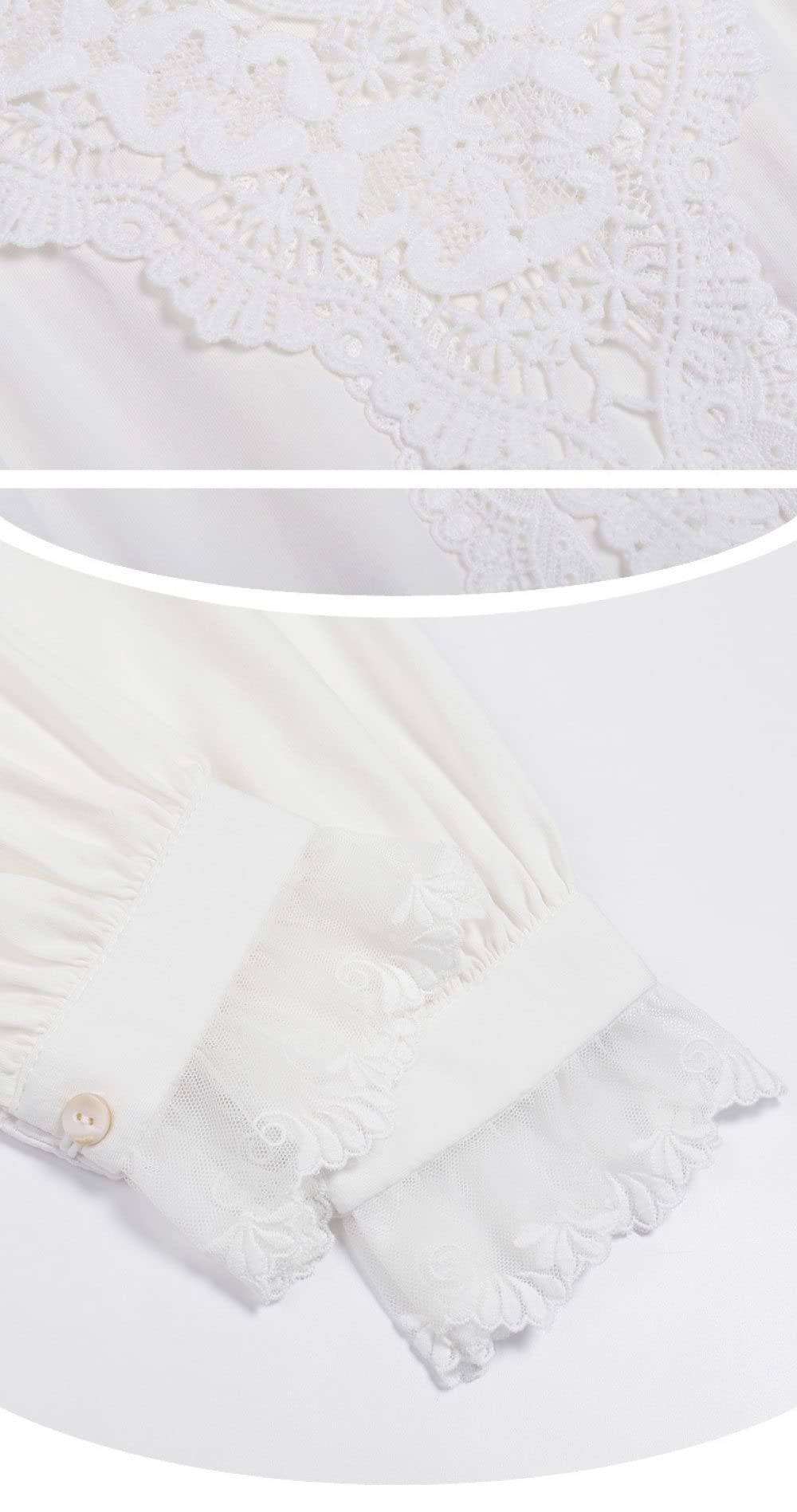 Nachthemd Damen,Damen-Nachthemden, Vintage, Weiße Baumwolle, V-Ausschnitt, Spitzenstreifen, Elegantes Schlafhemd, Weiche, Bequeme, Lange Ärmel, Nachthemd, Nachtwäsche, Loungewear Für Damen, Mäd