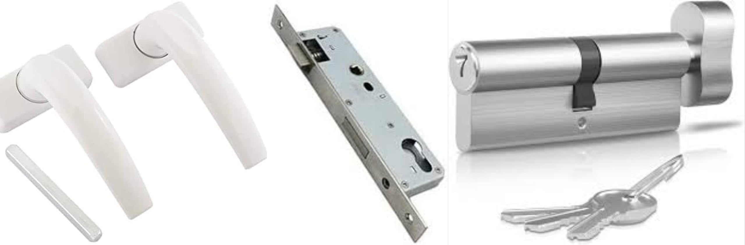 ABBASALI2 HOLE ALUMINIUM DOOR HANDLE WITH LOCK BODY & KNOB CYLINDER WITH 3KEY (25mm, BLACK)