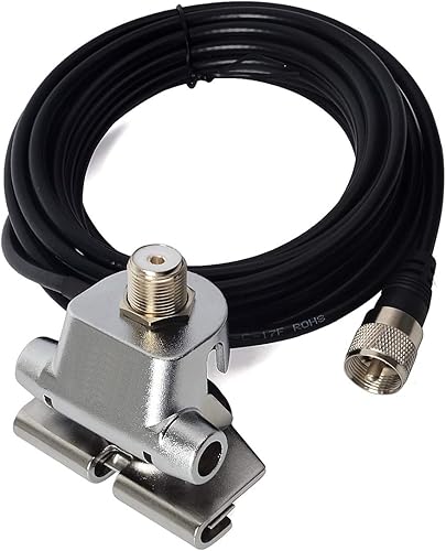 HYS Soporte para antena de radio móvil, clip de base, tapa de tronco, soporte Hatchback con conector SO239 a PL-259, 16.4 pies de cable coaxial RG-58