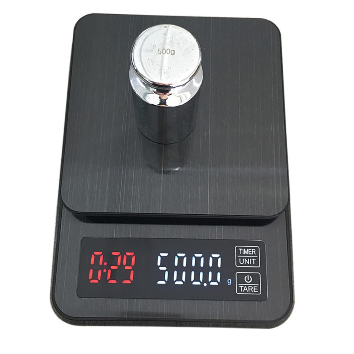 Báscula Digital de Cocina Pantalla LED con Temporizador y Sensores de Precisión, Capacidad 5kg sin Baterías Adecuado para Cocinar y Hornear