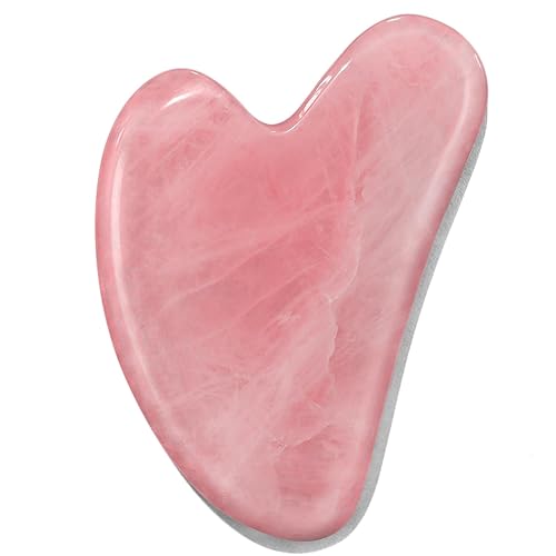 BAIMEI Gua Sha Herramientas faciales Herramienta de masaje de cuarzo rosa para aliviar la fatiga y tensar la piel, palos de masaje manual para