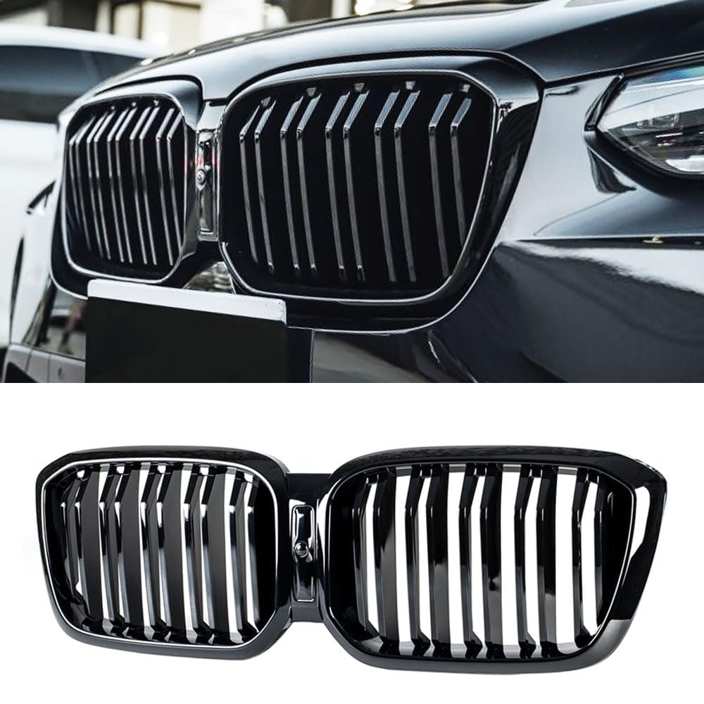 Grille de radiateur Gangying G01 G02 pour BMW X3 X4 G01 G02 Nieren Noir LCI Facelift X3 X4 Noir brillant Double chevalet 2022 2023 2024
