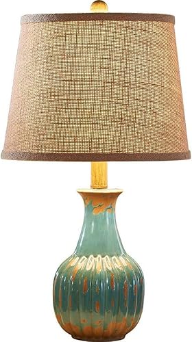 BORKEM American Country - Lámpara de mesa de porcelana lámpara de escritorio de cerámica simple moderna lámpara de mesita de noche sala de estar