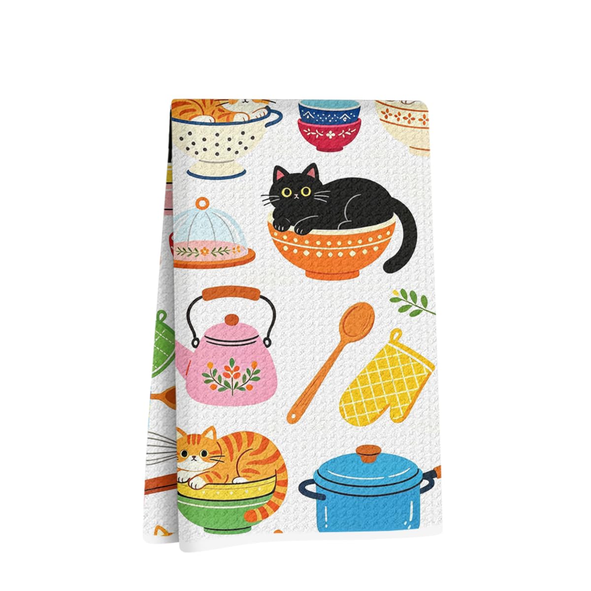 Cute Cat Kitchen Towels 24x14 Inch, Cats Gifts Reusable Dish Towel