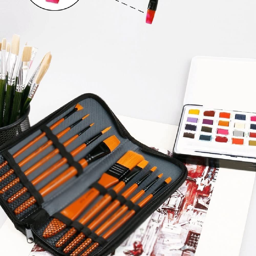Künstlerfarbe Pinsel Set, 10 Verschiedene Größen Pinsel Pinsel geeignet for Acryl Aquarell Öl und Gouache Malerei Pinseleinsatz for Kinder und Erwachsene