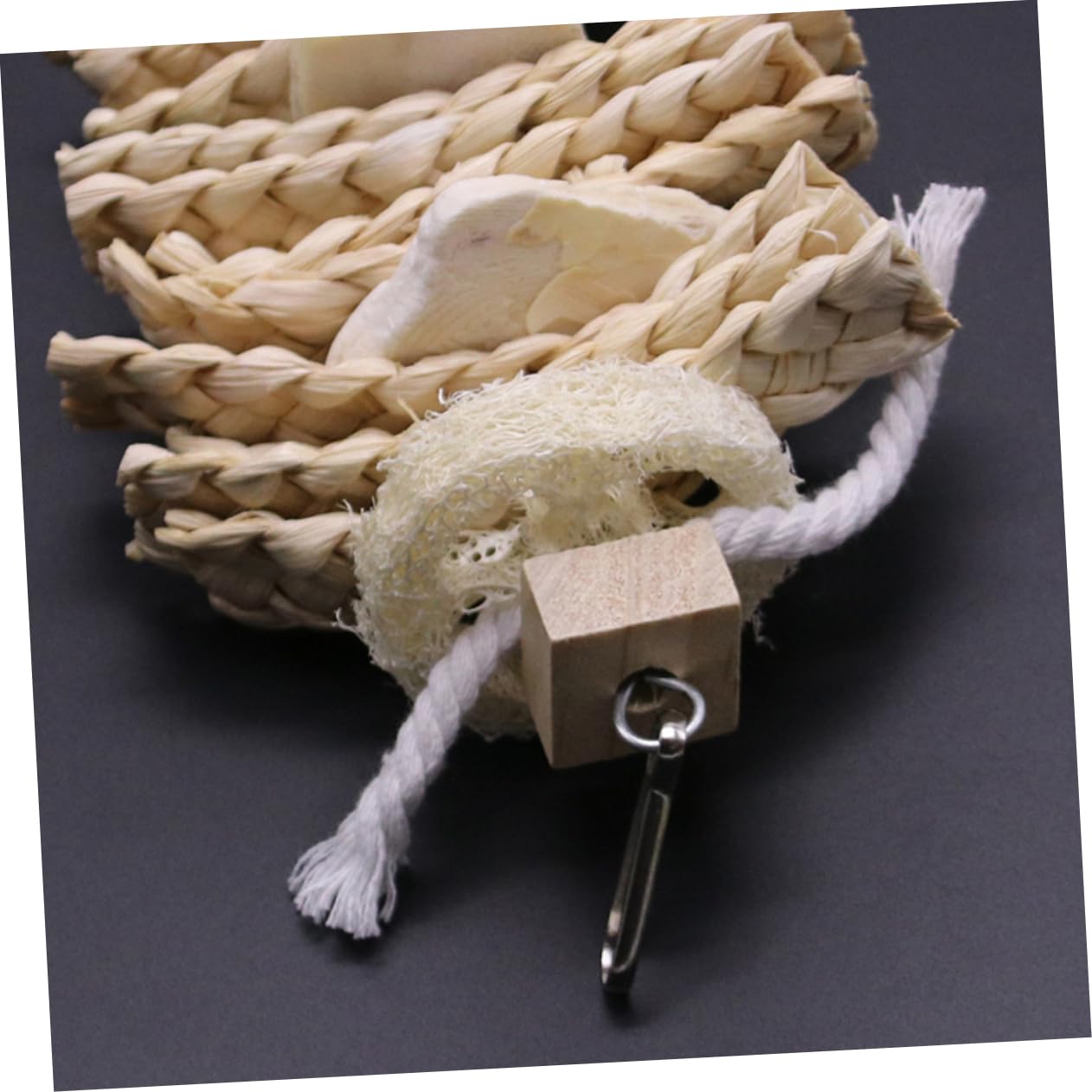 KESYOO Parrot Swing Molar Straw Hanging Bird for Cage Garden Knitted Loofah with Bell for Biting Climbing and Exploring for Pet Birds