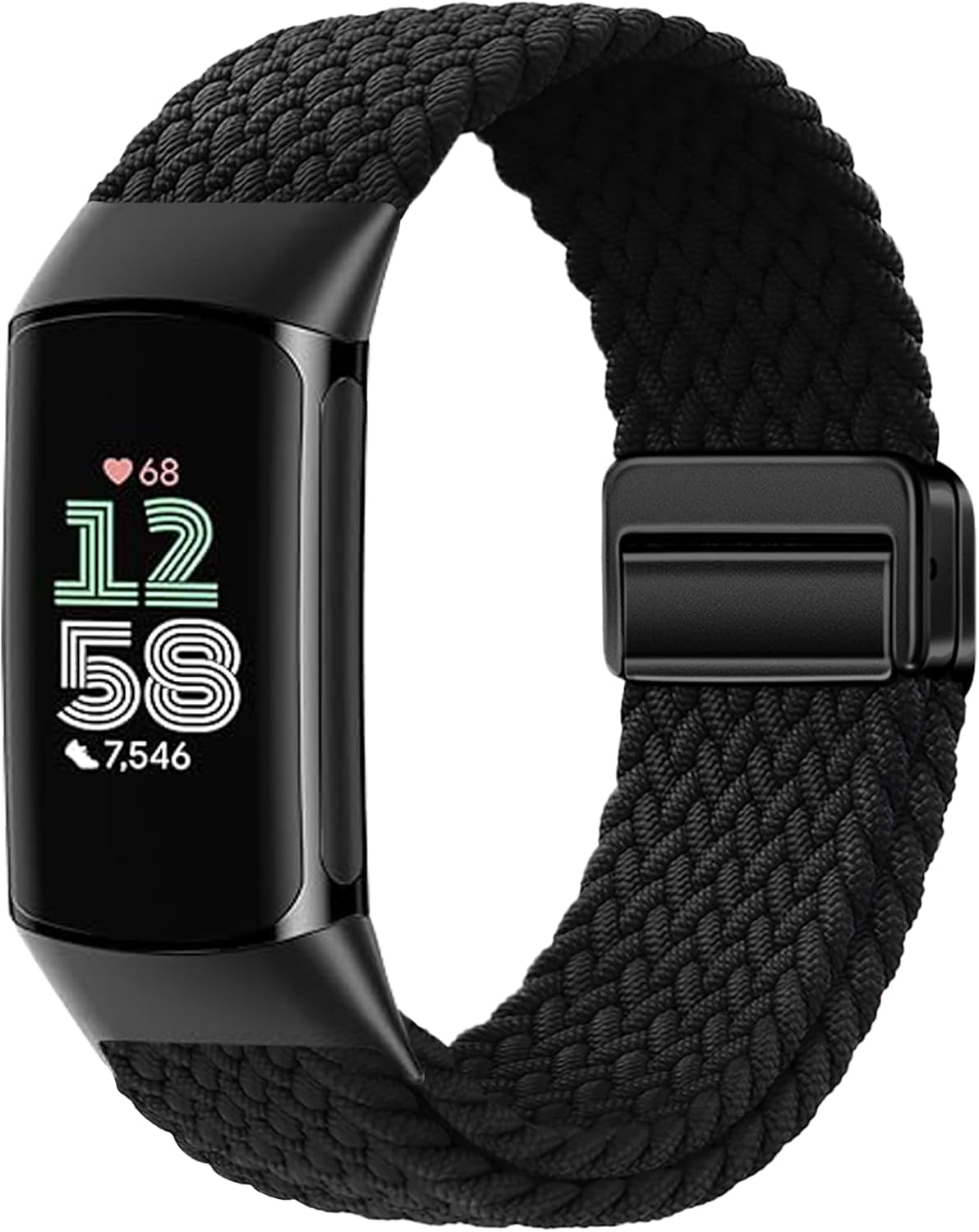 Elastic Braided Bands Compatible with Fitbit Charge 5/Fitbit Charge 6 for Women Men,Adjustable Breathable Replacement Stretchy Nylon Loop Wristband Sport Strap