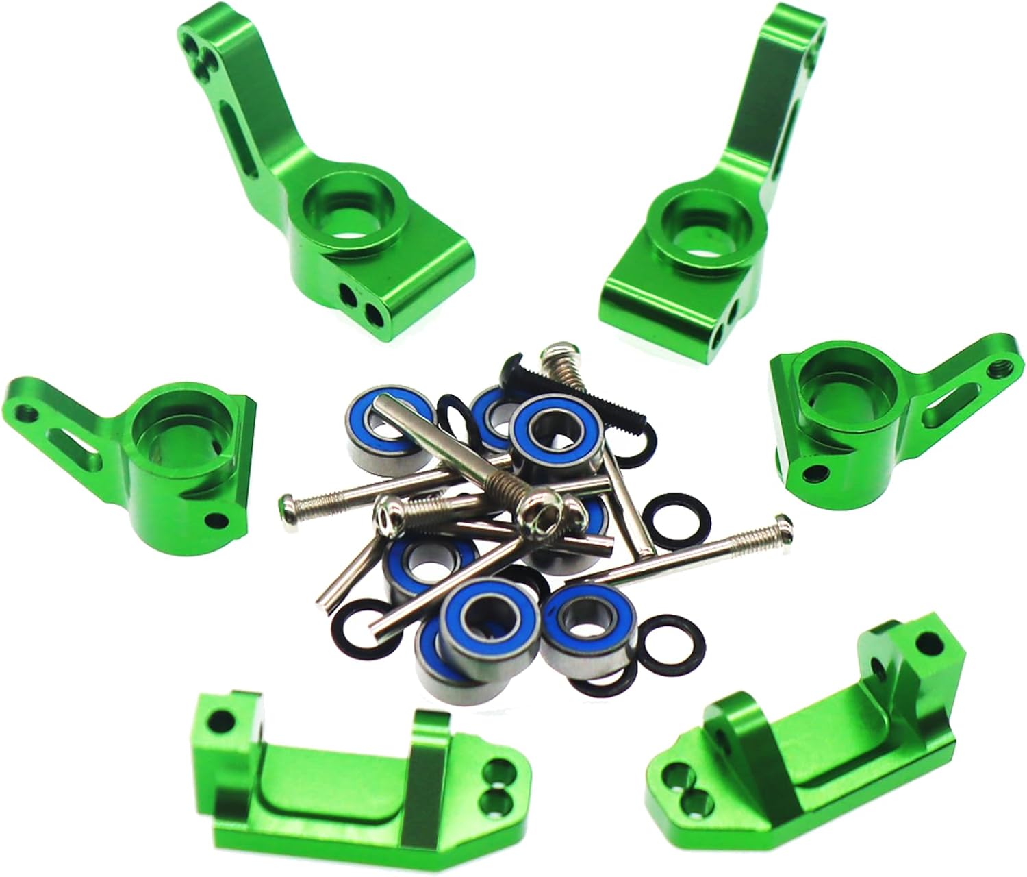 RC Alloy Caster Block&Steering Blocks&Rear Stub Axle Carriers for Traxxas 1/10 2WD Slash, Stampede, Rustler, Nitro Slash-Replaces 3632 3736 3752 Upgrades Part(Green)
