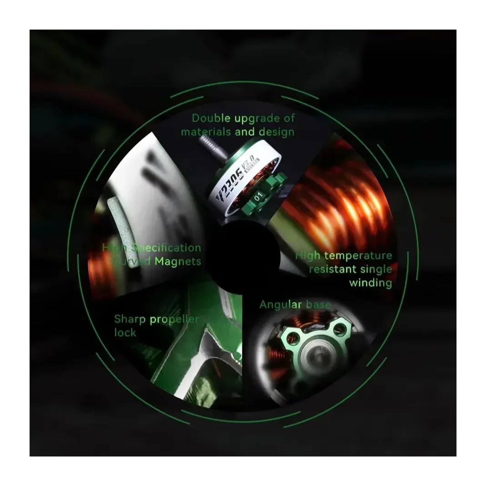 Motore Brushless V2306 V3 30000 RPM per Drone FPV Racing Freestyle | Potenza 30000 RPM, metallo resistente, dissipazione 105°C, compatibile 2306, per piloti 14+(4pcs V2306 V3 KV1500)