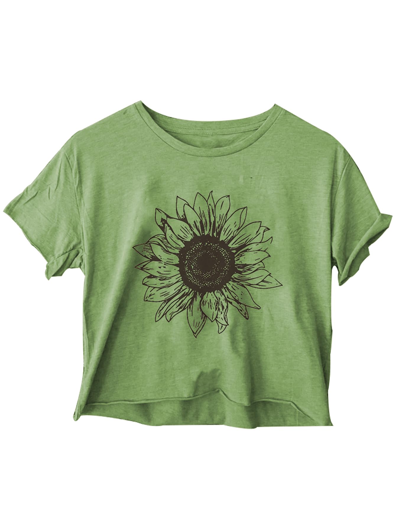 Women's Casual Summer Crop Top Cute Sunflower Graphic Crop Top for Teen Girl