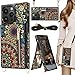 HOGGU Crossbody iPhone 14 Pro Max Case Wallet with Card Holder, Floral Leather iPhone 14 Pro Max Crossbody Case with Strap, Stand, Zipper Purse, Protective Square Phone Case for Women Girls-Mandala