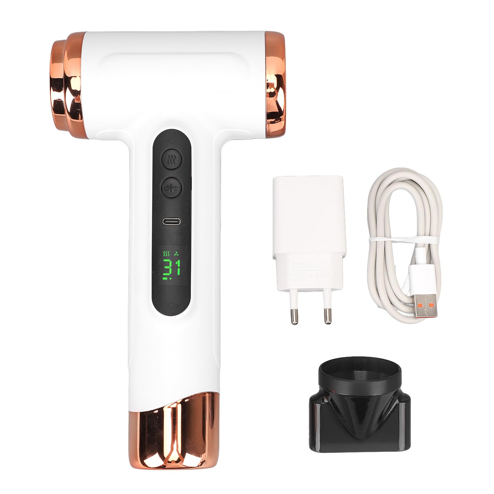 Secador de Pelo Inalámbrico, Secador de Pelo Portátil de Viaje, Flujo de Aire de Iones Rápido de 200 W, Diseño de Viento Frío y Caliente, Secador de Pelo (Enchufe europeo 1800W)