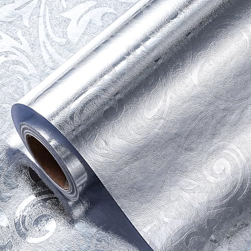 LeZakaa 3D Embossed Floral Foil Gift Wrapping Paper, Vintage Flower