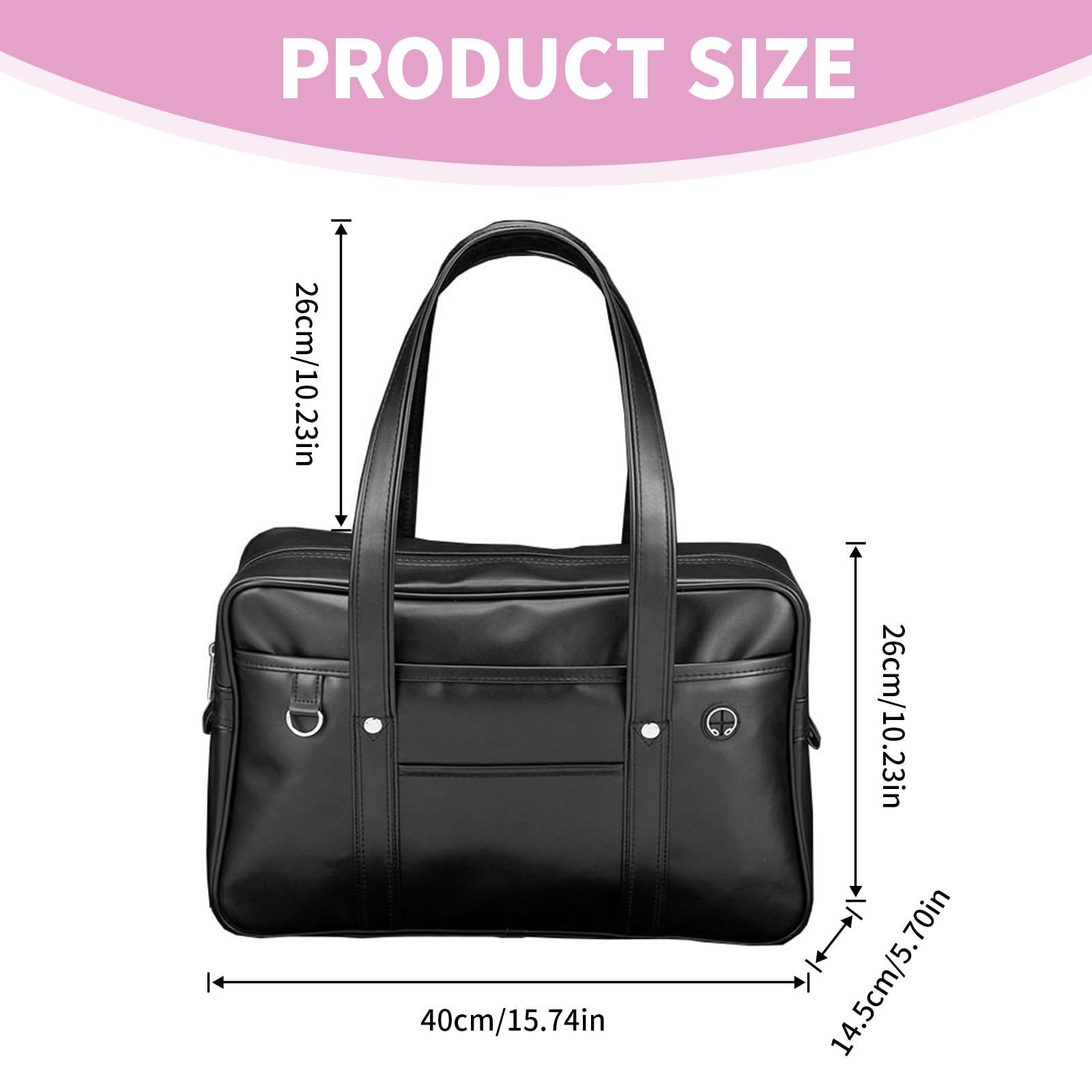 Borsa scuola giapponese grande capacità PU pelle borsa giapponese con tasca multipla scuola con cerniera borsa con foro per cuffie tracolla portatile Kawaii borsa a tracolla per ragazze o
