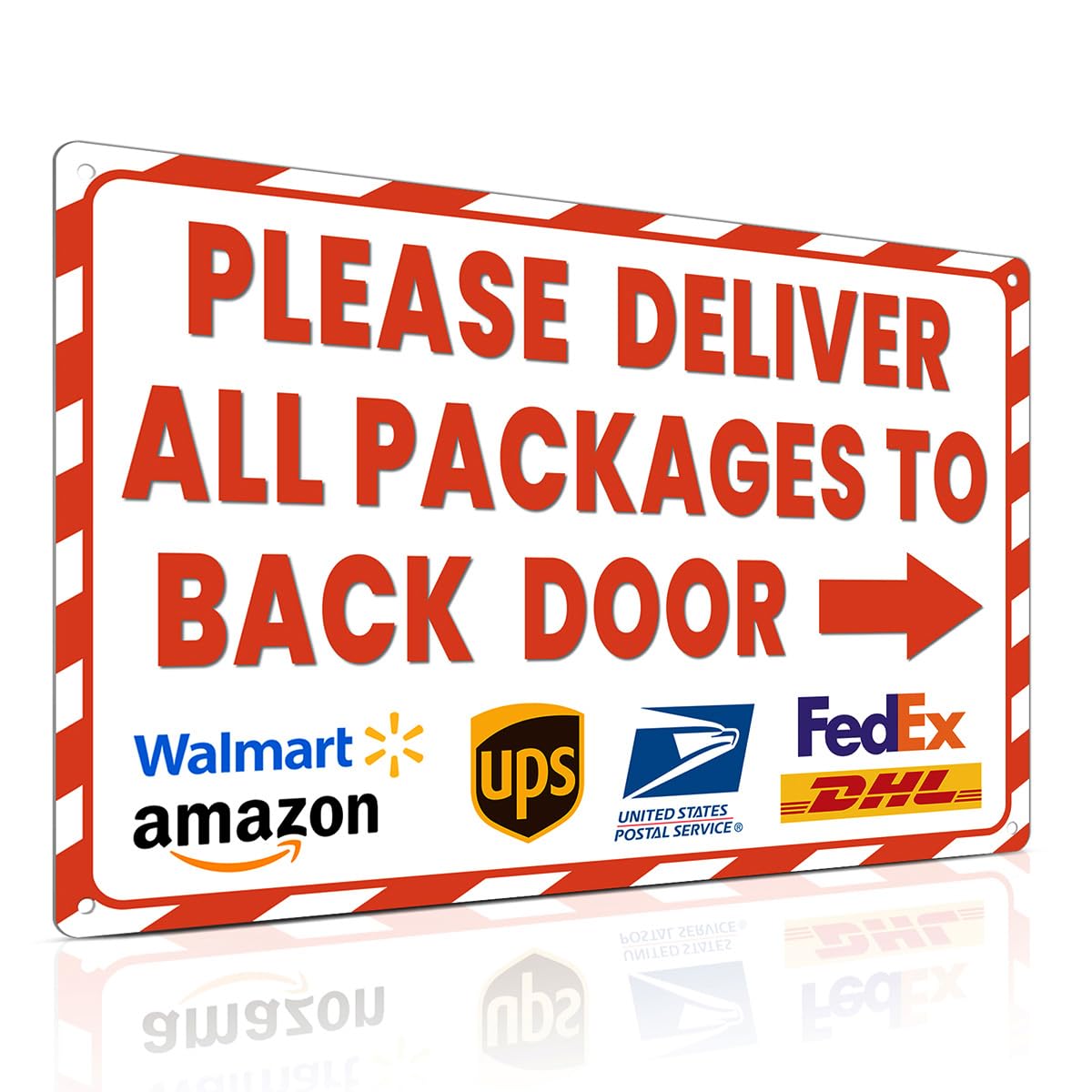 2 Pack Delivery Sign for Outdoor Use 8x12 Inch Arrow Right Deliveries Sign - Please Deliver All Packages to Back Door
