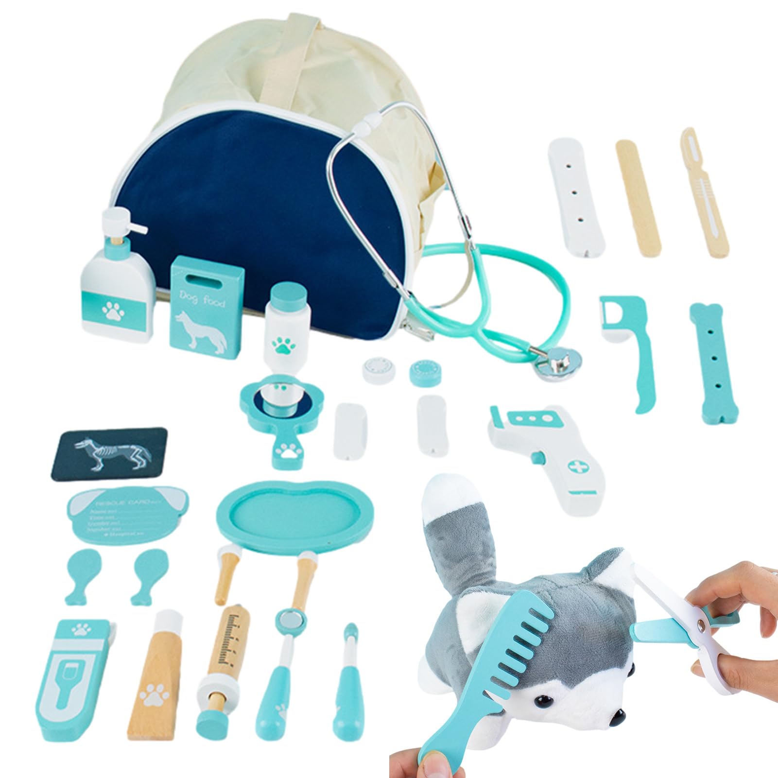 TARAKO Set da educativo per Il Dottore, Kit Medico per Bambini | Kit di Giocattoli veterinari per Giochi di Ruolo da 25 Pezzi - Giocattolo per Bambini Finti con Borsa di capacità