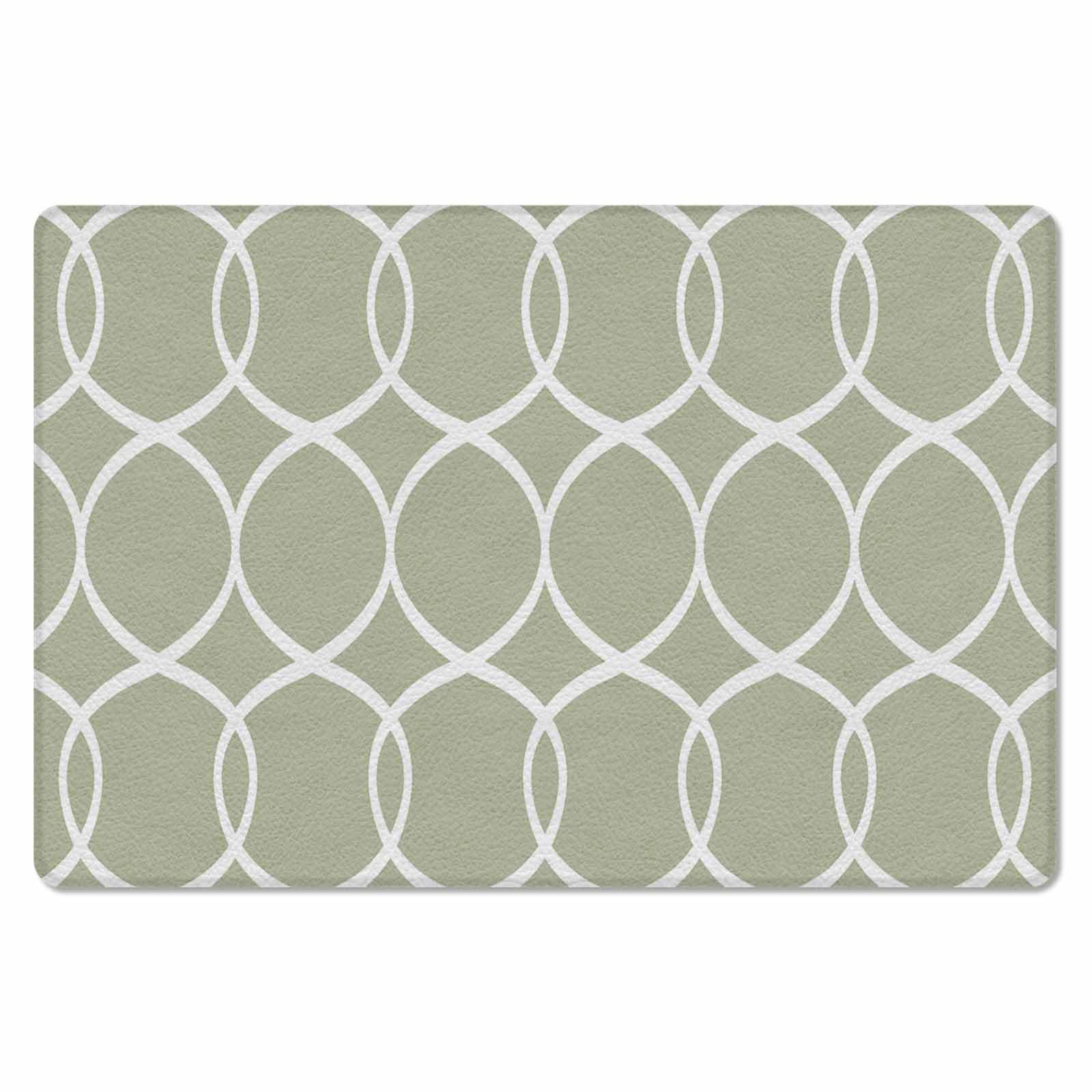 Contemporary Sage Green Kitchen Bath Door Mat Cushioned Runner Rug,Washable Welcome Floor Sink Antifatigue Mat,Waterproof & Non-Slip Comfort Standing Doormat,Geometric Abstract Morocco Plaid 20