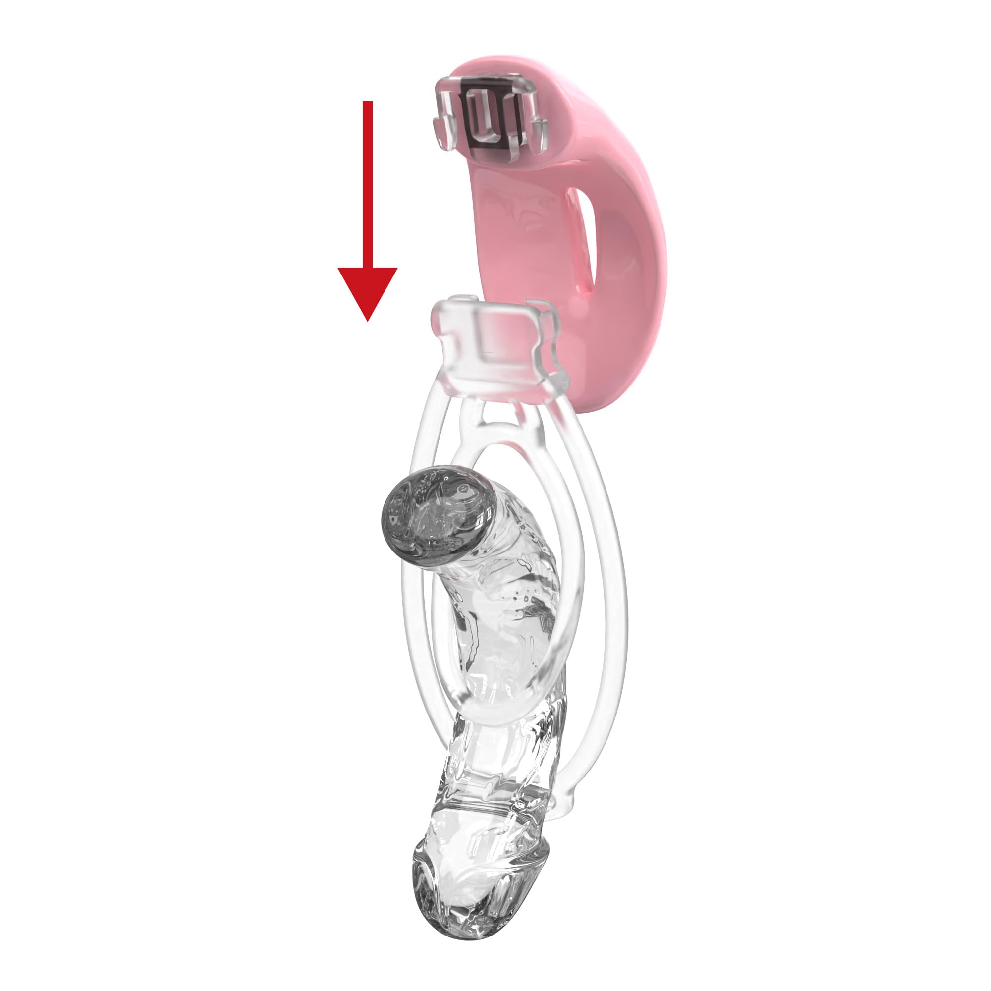 Male Silicone Chastity Cage Clip Sissy Small Chastity Devices BDSM Sex Flat Cock Cage for Sexual Adult (Pink)