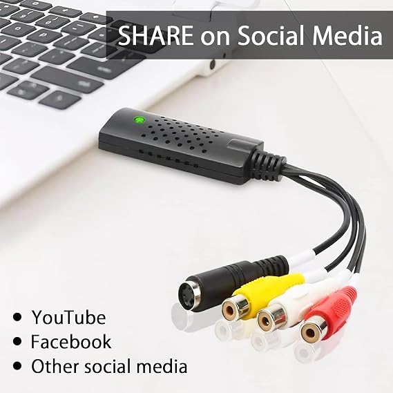 Audio Video Grabber USB 2.0, USB Video Capture Plug & Play Audio Video Converter, Video Adapter for Editing Hi8 VHS to DVD Digitize with Scart/AV Converter Adapter for Mac and Windows 10