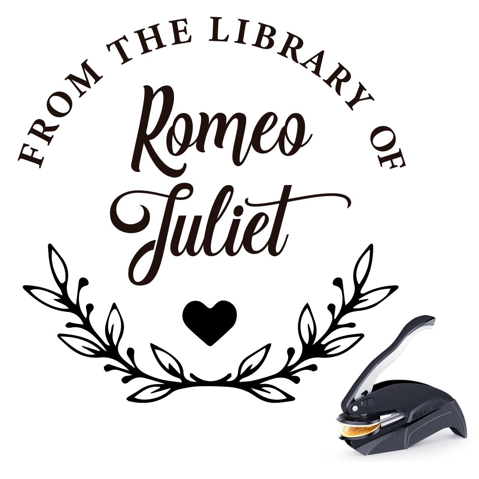 Personalized Book Embosser - Custom Name & Text Stamp, Embossing Tool Gifts for Book Lovers, Readers, Wedding, Home & Library Collections (Floral-06)