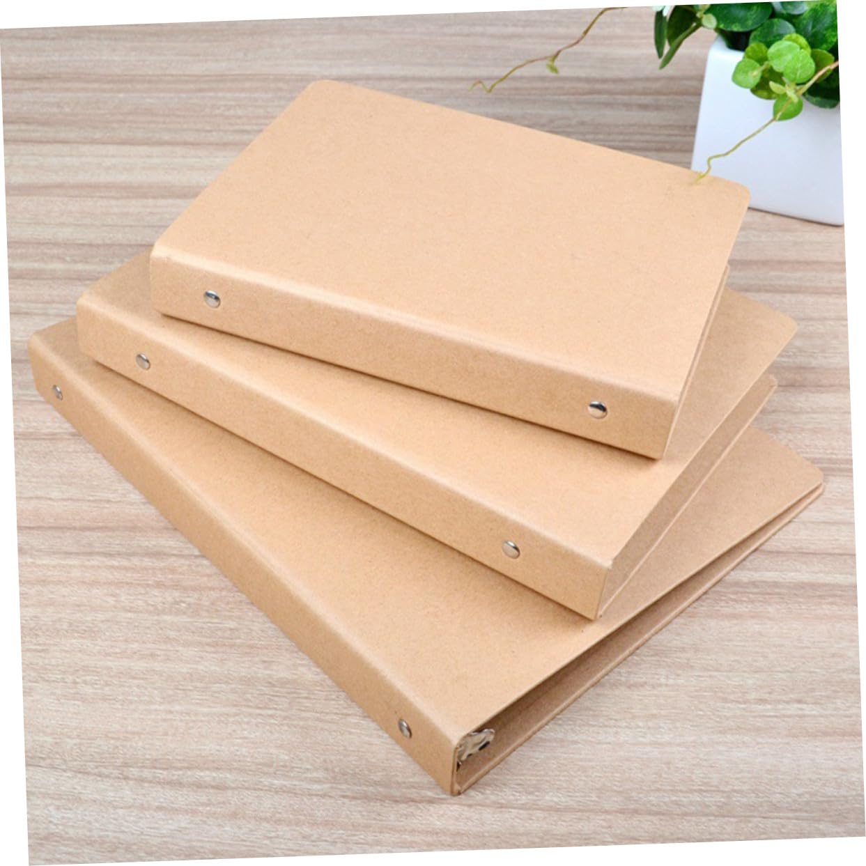 3 pièces Classeur à Anneaux Papier Kraft Protège Notes Rechargeable Coque de Carnet à Volantes et Antidérapante pour Étudiants et Bureau