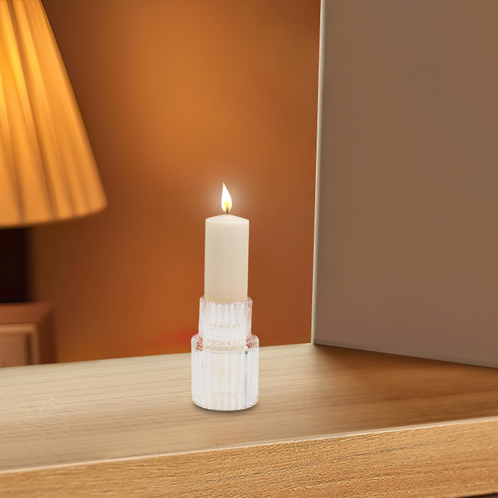10 Pezzi Portacandele in Vetro per Lumini da Tè Portacandele in Vetro a Righe Elegante per Centrotavola Decorazioni Tavola Matrimonio e Festive