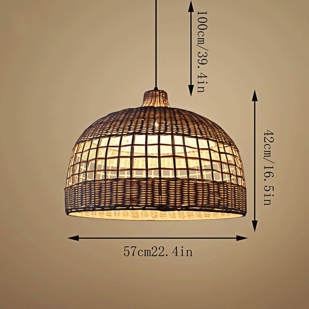 Lámpara de araña de altura ajustable, de ratán tejido a mano, colgante para salón de té, estilo rústico, para dormitorio, sala de estar, iluminación pastoral para restaurante, pantalla de materiales