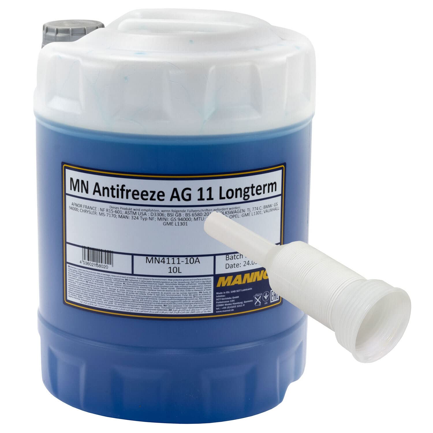 Kühlerfrostschutz Konzentrat MANNOL AG11 Longterm -40°C 10 Liter blau mit Ausgießer