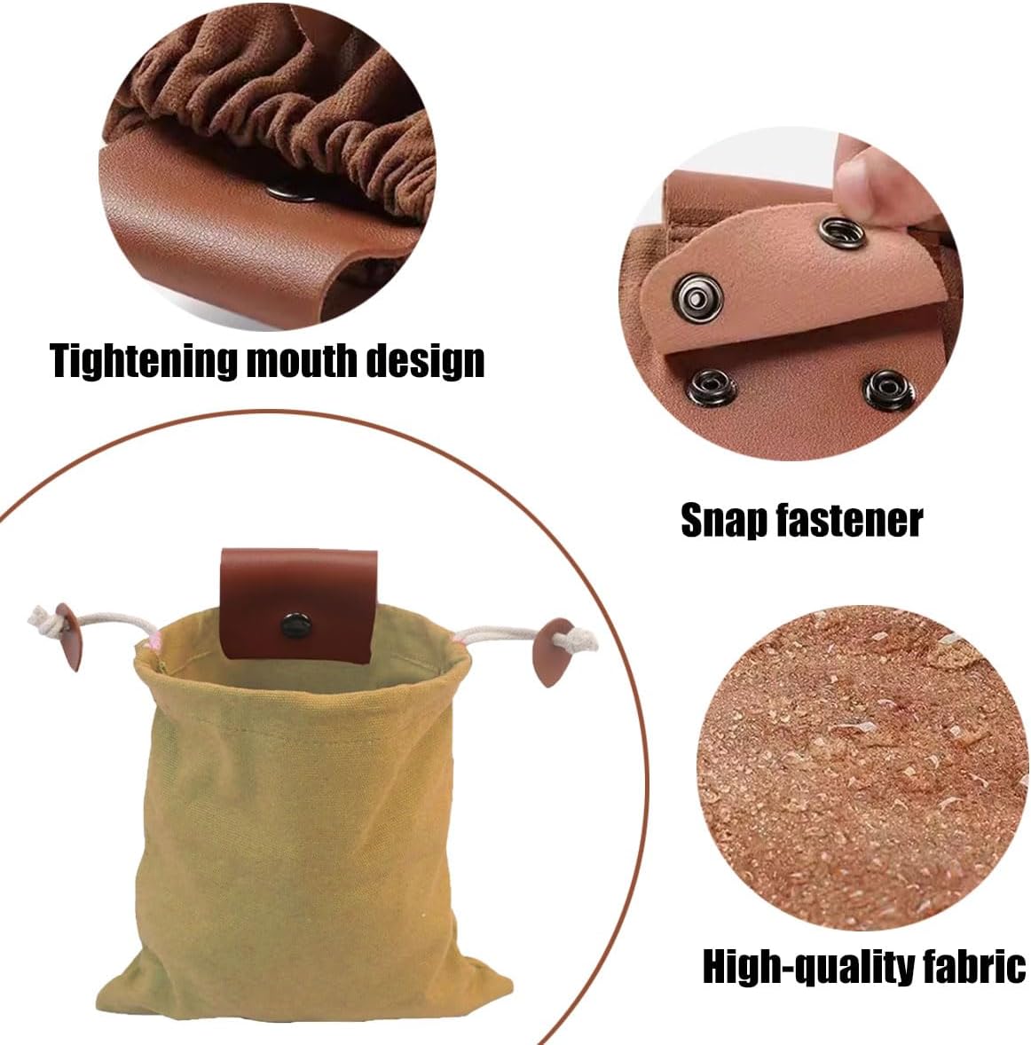 Foraging Bag Large Foraging Pouch Waxed Canvas Mushroom Foraging Bags Leather Multipurpose Bushcraft Gathering Pouches for Outdoor Camping, Hiking Hunting, Grocery Storage - Image 3