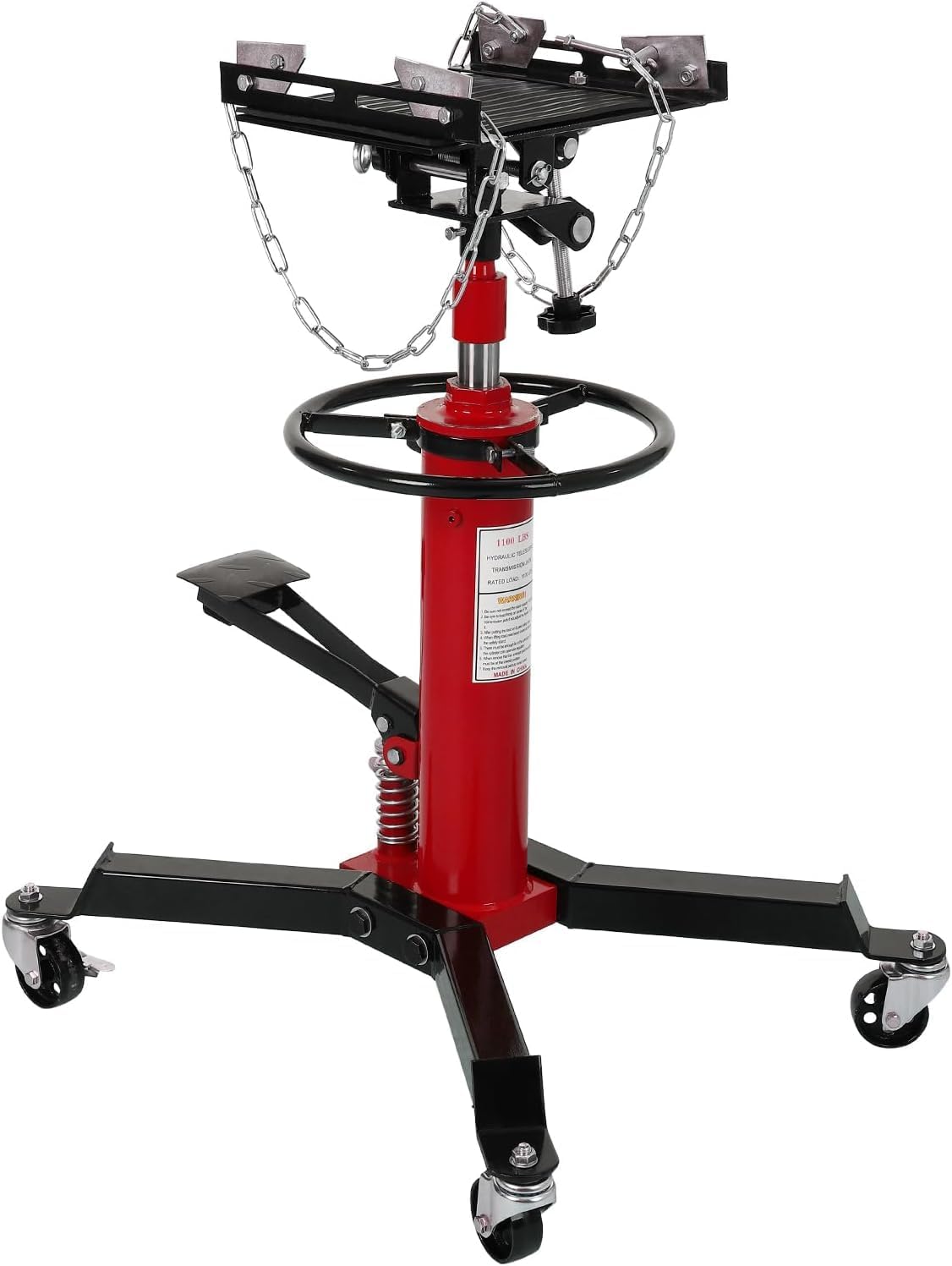 Transmission Jack, Lift 1100lbs,2-Stage Floor-Standing Transmission Jack, with Foot Pedal, 360° Swivel Wheel