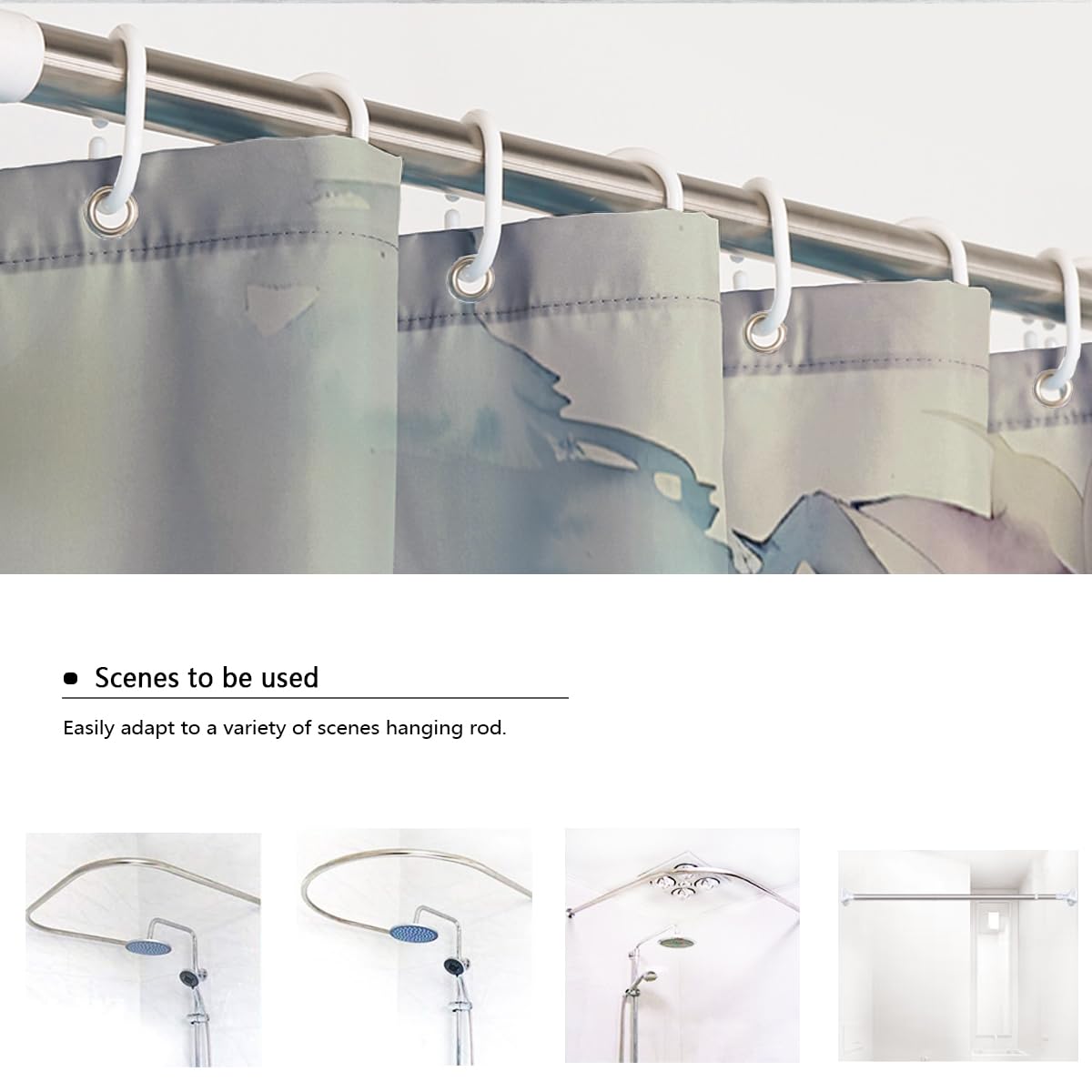 Rideaux de Douche Art à l’Encre Abstraite Rideaux de Douche en Fleur de Pivoine avec Crochets Décoration de Salle de Bain Lavable imperméable W220xL180 cm