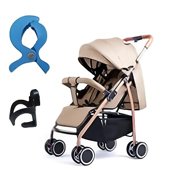 Safe-O-Kid Breez Baby Rubber Wheel Stroller/Pram with 1 Year Warranty (Latest Model - 2023) for New Born/Toddler/Kid for 0 to 3 Years Travel Friendly, 5 Point Safety Harness - Brown