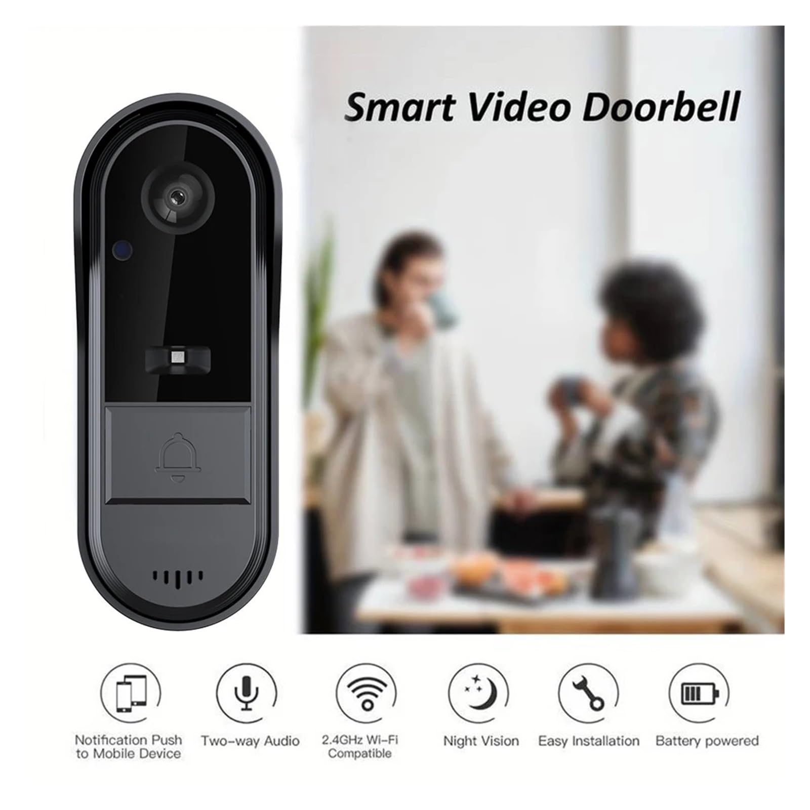Caméra d'interphone vidéo sans Fil Intelligente WiFi