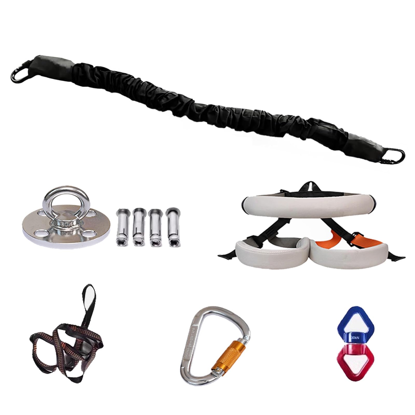 Indoor Suspension Bungee Fitness Set Wear-Resistant, Latex Bungee Resistant Band Anti-Aging Stretch Resistant, Aerial Yoga Stretch Rope for Dance Move(XL - 77.5-100 kg/170.6-220.5 lbs)