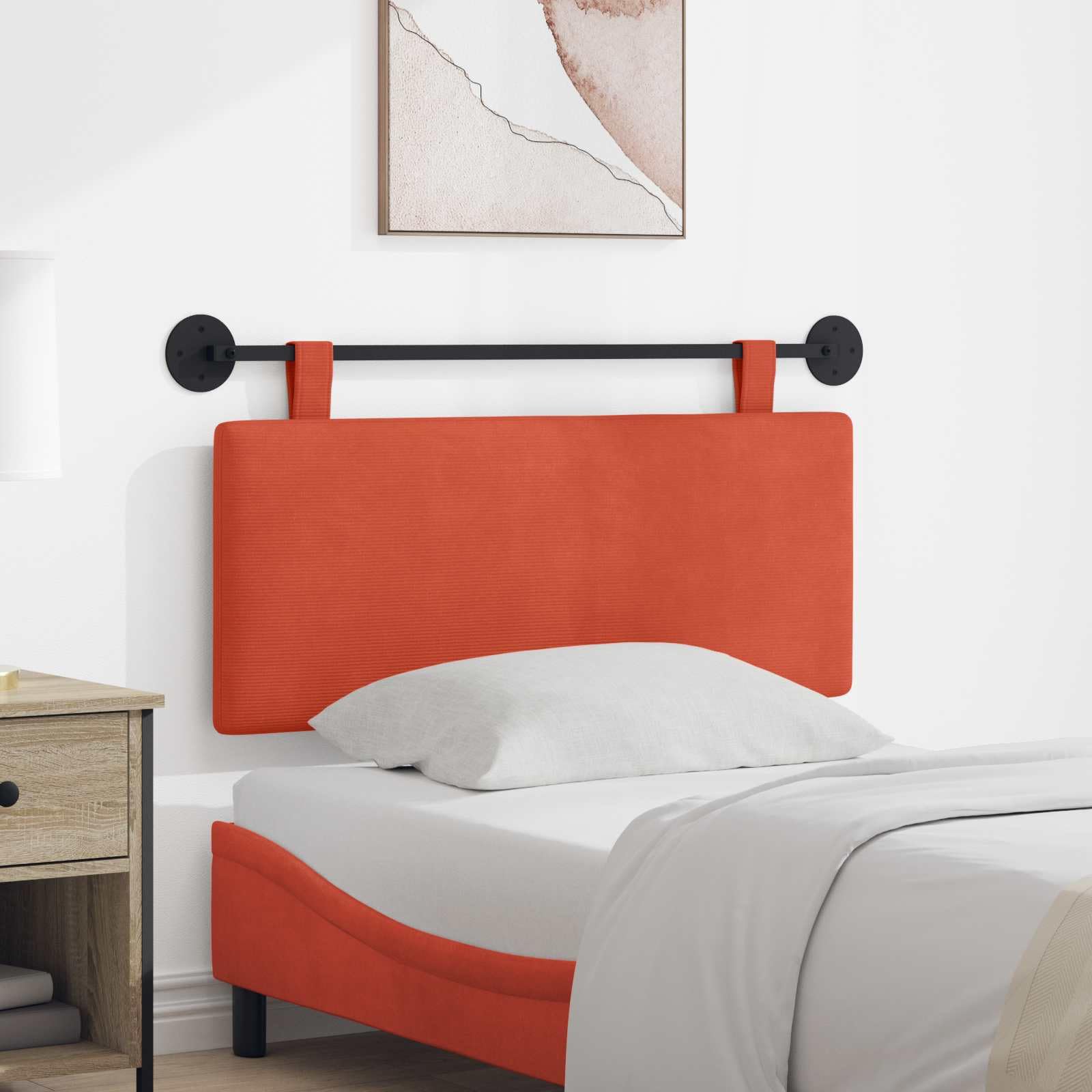 Leasha Tête de Lit Suspendue, Tête de Lit Coussin Murale Tissu en Velours côtelé 110x55x5 cm