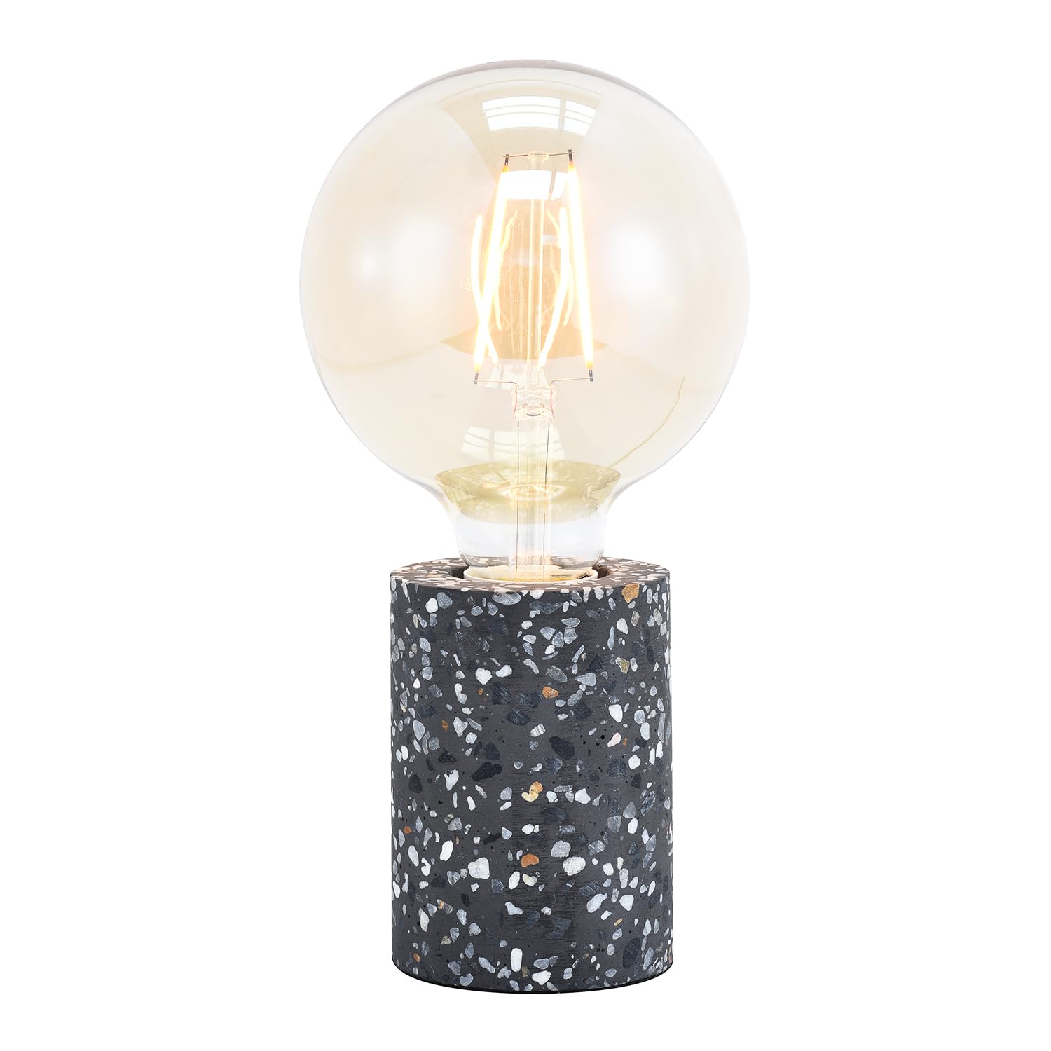 Happy Homewares Modern and Unique Black Mosaic Concrete Table Lamp for Vintage Industrial Feature Style Light Bulbs | 1 x E27 60w Maximum | 11cm x 8cm