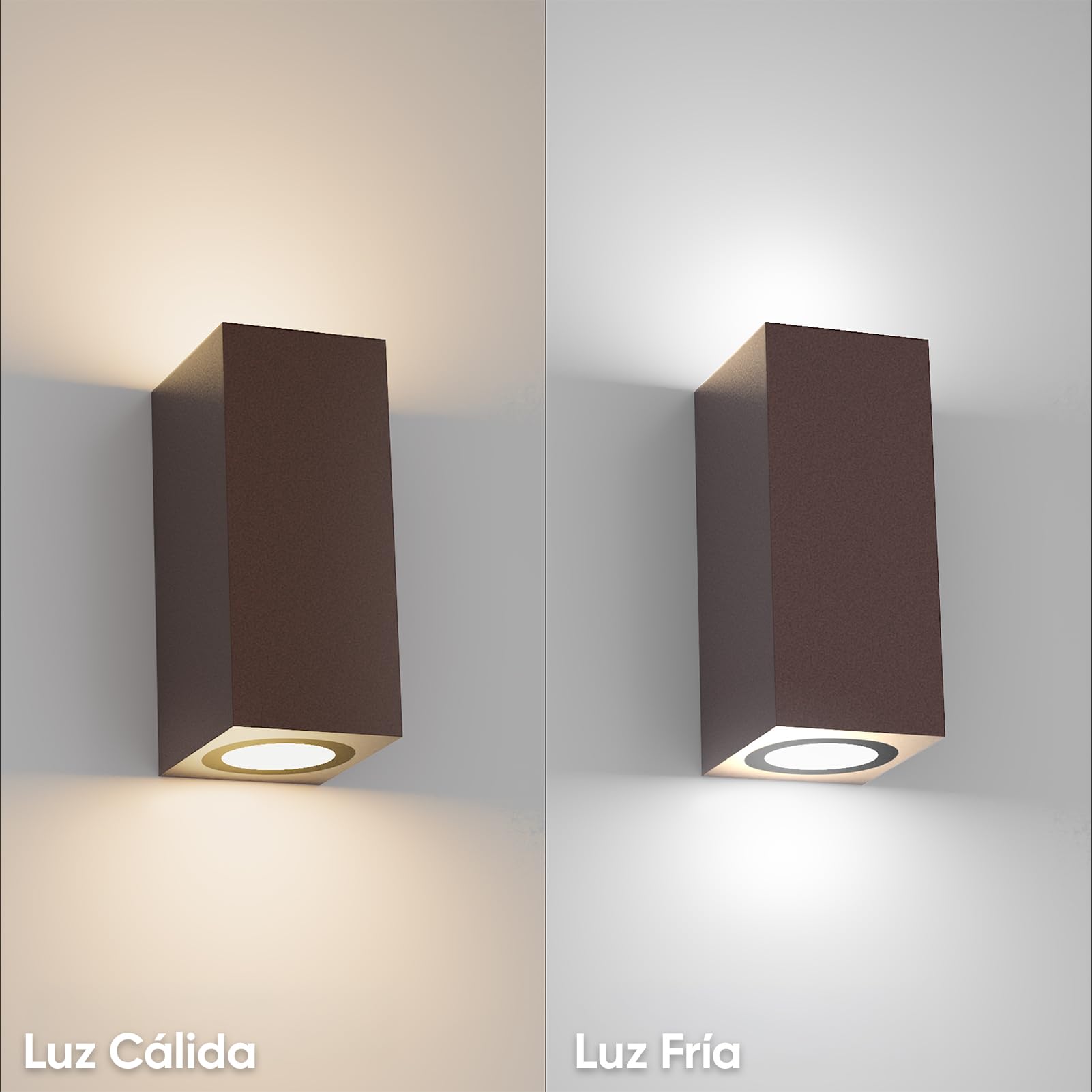 Klighten 4 Piezas Cuadrado Lámpara pared Exterior/Interior, IP65 Impermeable Color óxido Aplique Pared Exterior, GU10 Luz Pared de Aluminio Moderno para Jardines Pasillo Terraza, Bombilla no Incluida