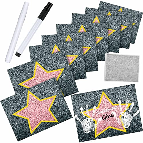 Eaasty 51 Pcs Personalize Your Own Stars of Fame Favorite Star Movie Stars Cards with Thumbprint Ink Pad Black Marker for Fun Home Activities Party Movie Star Themed Party Decorations DIY