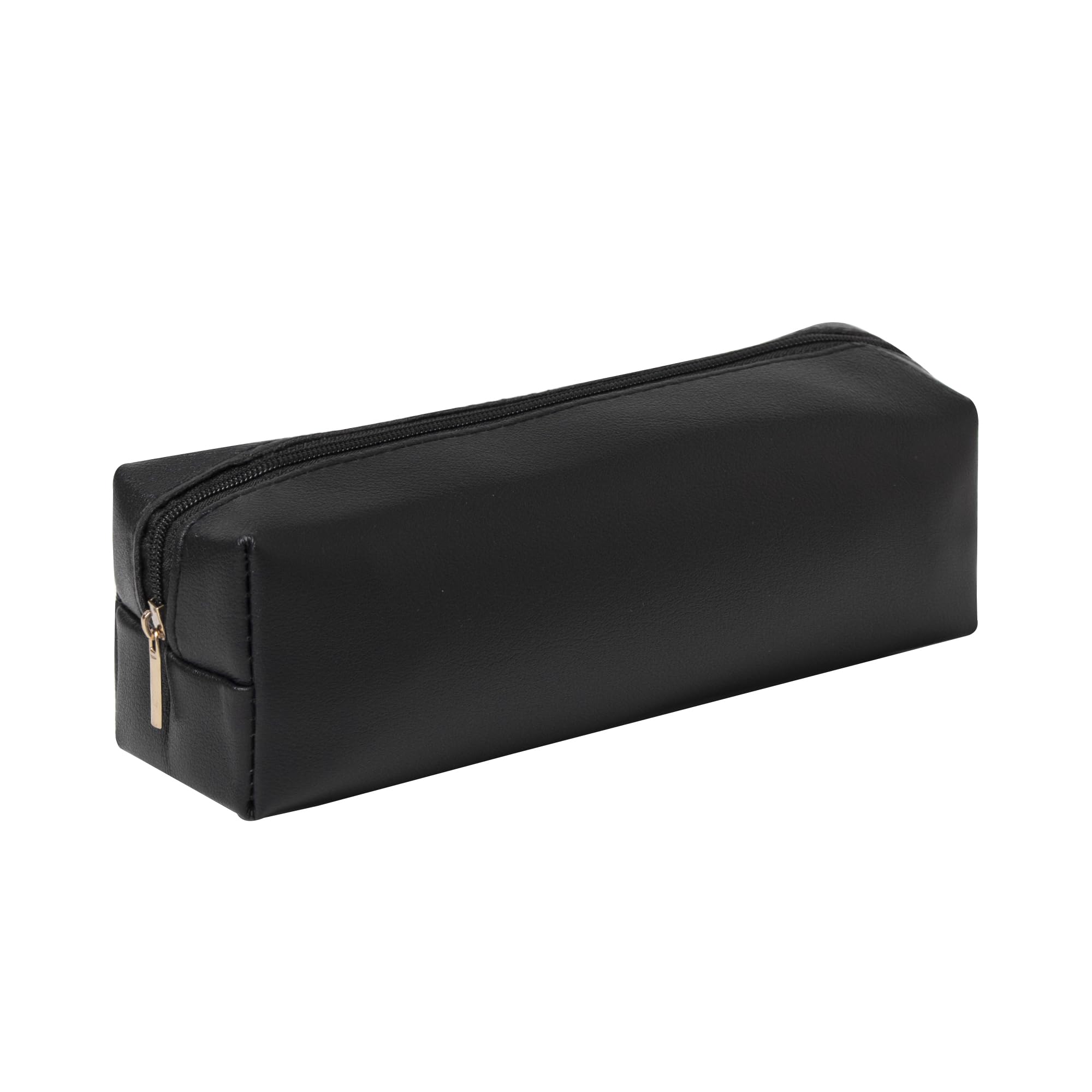 Fufumin Pencil Case Cosmetic Pouch PU Leather Zipper Pen Case for Pen and Pencils (Black)