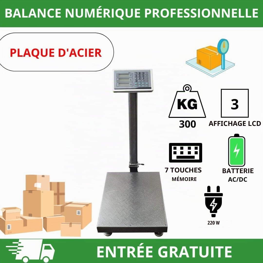 Balance numérique électronique professionnelle de 300 kg avec affichage de la balance industrielle rechargeable pour utilisation dans les magasins, les maisons, les entreprises.