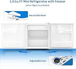 Mini fridge with Freezer,1.6 cu.ft Reversible Single Door Compact Refrigerator, Retro Mini Refrigerator for Dorm, Office, Bar, RV, Bedroom